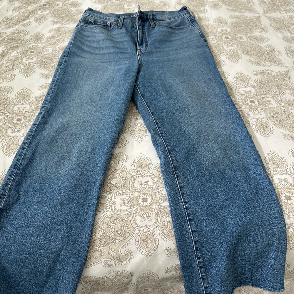 J. Crew Flared Wide-Leg Jeans in Medium Blue